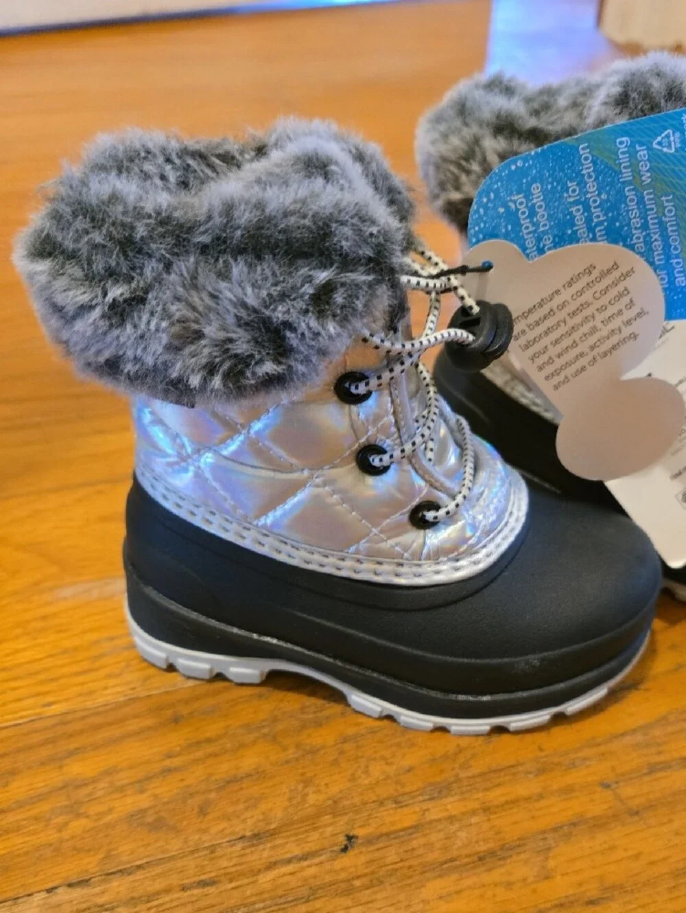 Ozark Trail Black and Gray Toddler Girl Waterproof Insulated Winter Boots